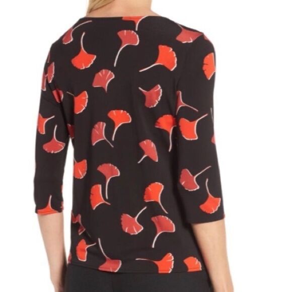 Boss Hugo Boss Black & Red Floral 3/4 Sleeve Blouse - Picture 2 of 7